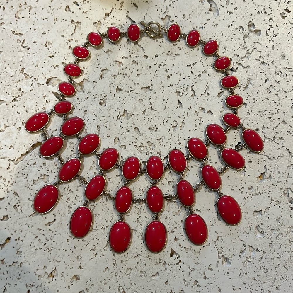 Banana republic red and gold statement necklace